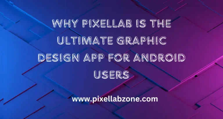 A person using the Pixellab app on an Android smartphone to create a graphic design.
