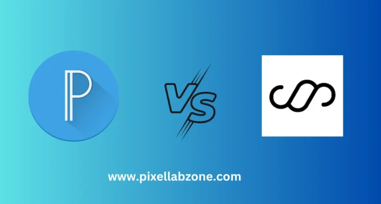 PixelLab vs StoryArt comparison graphic showing mobile editing interfaces for Instagram posts